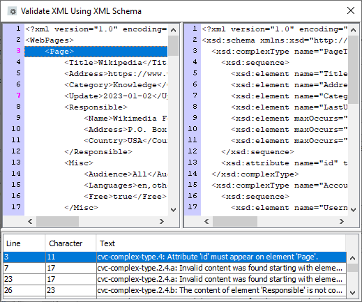 xml tools errors detected in content